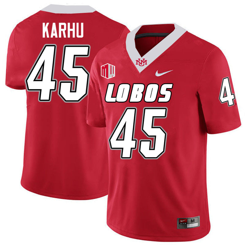 Brett Karhu UNM Lobos Jersey,New Mexico Lobos Football Jersey,Uniforms-Red